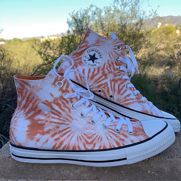 New Orange Sunburst Tie Dye Converse Hi Tops Sz 11 - Picture 6 of 15